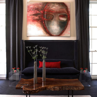 Idéer för ett modernt vardagsrum, med vita väggar