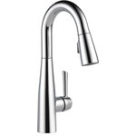 Delta - Delta Essa Single Handle Pull-Down Bar/Prep Faucet, Chrome, 9913-DST - Delta MagnaTite Docking uses a powerful integrated magnet to pull your faucet spray wand precisely into place and hold it there so it stays docked when not in use. Delta faucets with DIAMOND Seal Technology perform like new for life with a patented design which reduces leak points, is less hassle to install and lasts twice as long as the industry standard*. Kitchen faucets with Touch-Clean  Spray Holes  allow you to easily wipe away calcium and lime build-up with the touch of a finger. You can install with confidence, knowing that Delta faucets are backed by our Lifetime Limited Warranty.  *Industry standard is based on ASME A112.18.1 of 500,000 cycles.