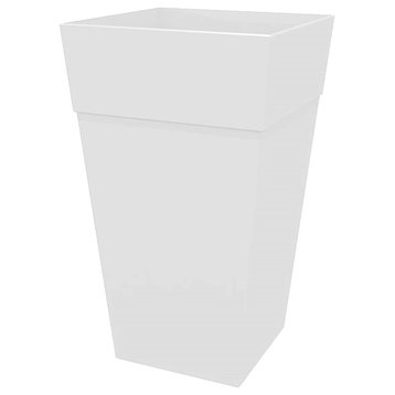 Bloem Finley Collection, Indoor Outdoor Tall Tapered Square Planter, White 25"