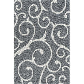 Unique Loom Ivory/Gray Scroll Decatur Area Rug, Dark Gray/Ivory, 2'2x3'0