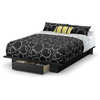 Platform Bed with Drawer in Pure Black