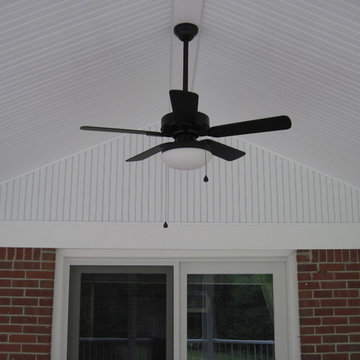 Beaded vinyl ceiling and house gable end