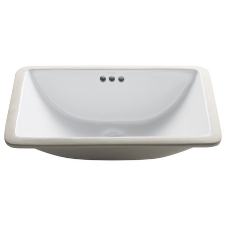 Elavo Ceramic Rectangle Undermount Bathroom Sink, White