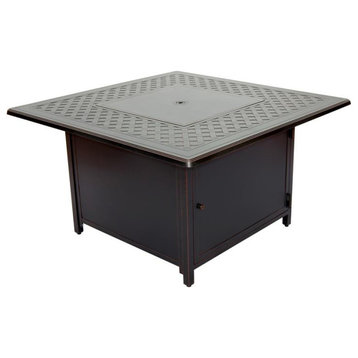 Afuera Living 42" Square Aluminum Gas Fire Pit Chat Table in Topaz Gray