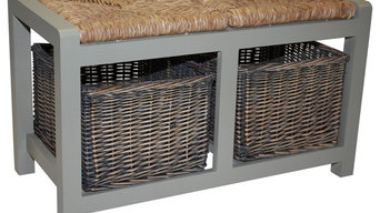 Grey Storage Bench With 2 Baskets