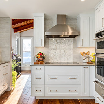 This enclosed kitchen connects to every part of the house