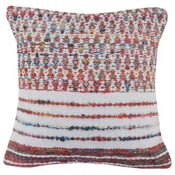 Colorful Chindi Geometric Patterned Throw Pillow