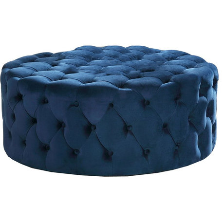 Best Master Furniture Anderson 40" Round Velvet Fabric Ottoman in Navy