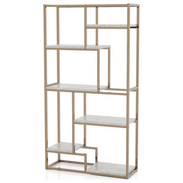 Furniture of America Evvi Contemporary Metal 6-Shelf Bookcase in Gold Champagne