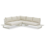 Meridian Furniture - Maldives Outdoor Patio Sectional, Cream, White Frame - Create your own custom contemporary look on the deck or porch with the addition of this Maldives outdoor patio armless chair. Part of a large collection that lets you mix and match modular pieces to get the look you crave most. This sectional has cream water resistant fabric with a base made from white aluminum, so it's sturdy, tough, and ready to face the elements with impeccable beauty, season in and season out. Shop the contemporary pieces in this collection to create the outdoor entertaining area of your dreams.