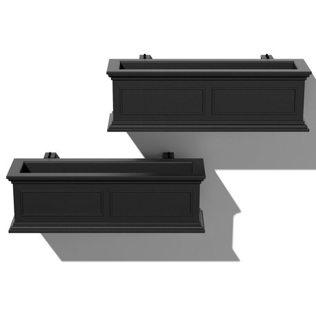 Brixton Window Box Planter With Bracket, 36", Black, 36 Inch, 2 Pack