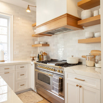 Transitional Kitchen Featuring Rift Cut Oak Accents