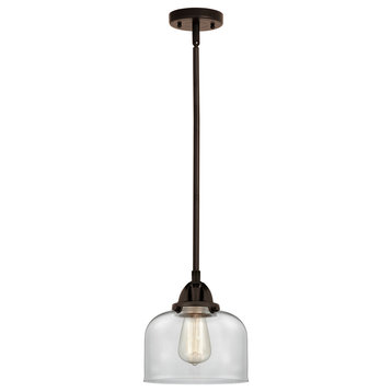 Large Bell Mini Pendant, Oil Rubbed Bronze, Clear, Clear