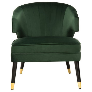 Zena Wingback Arm Chair, Forest Green/Black