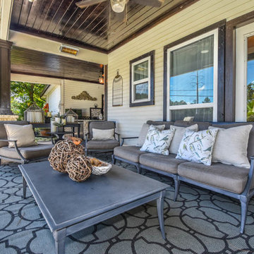 Houston kitchen, living room, patio remodel with Restoration Hardware products