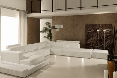 Minimalist living room photo in Calgary