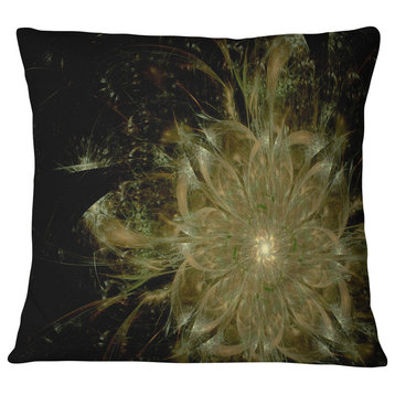 Light Brown Symmetrical Fractal Flower Floral Throw Pillow, 16"x16"