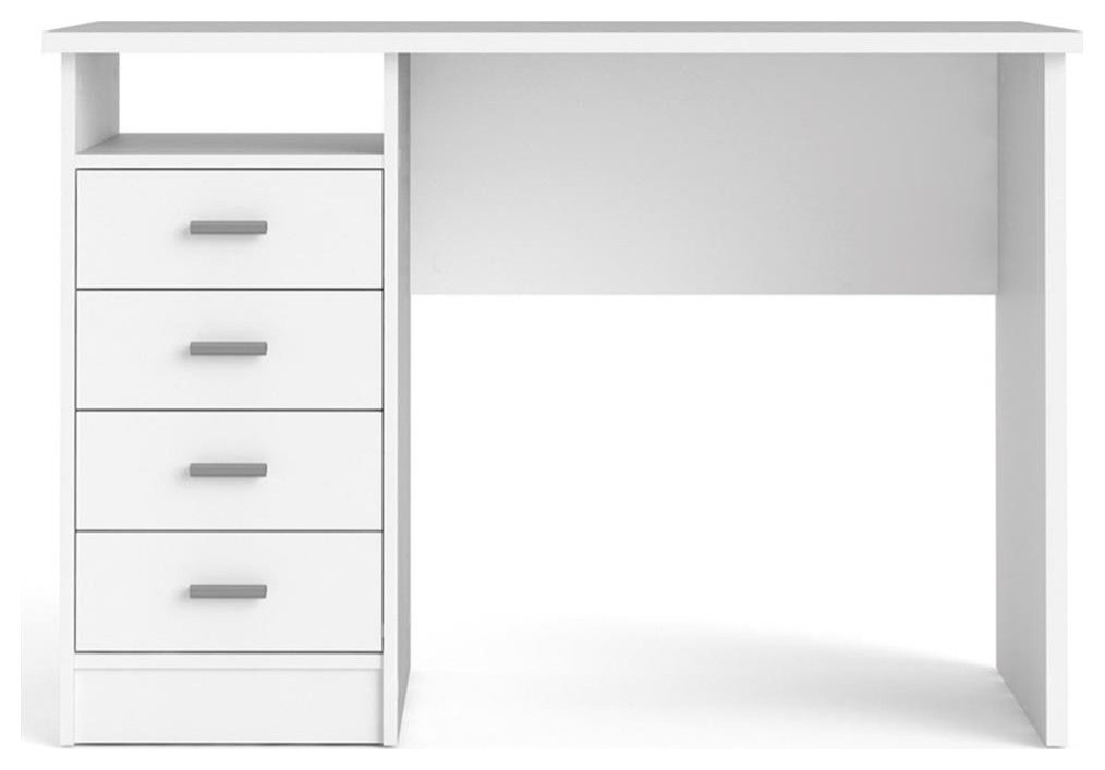 Tvilum Warner Contemporary Engineered Wood Desk with 4 Drawers in White