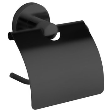 Matte Black Toilet Paper Holder With Cover
