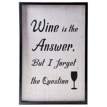 Wood Wall Art with "Wine is the Answer" Writing Design Painted White Finish