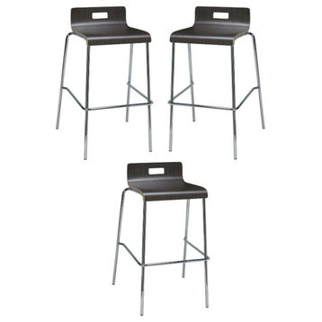 Home Square 30" Stylish Wooden Low Back Bar Stool in Espresso - Set of 3