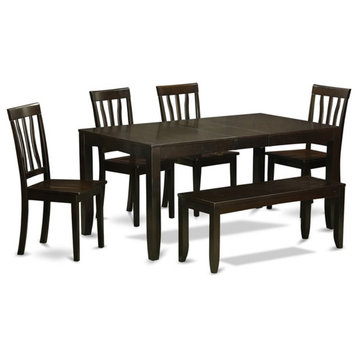East West Furniture Lynfield 6-piece Dining Room Set with Bench in Cappuccino