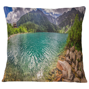Lake in Tatra Mountains Poland Seashore Throw Pillow, 16"x16"