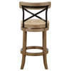 Bowery Hill 29" Farmhouse Wood Swivel Bar Stool in Wheat Wire-Brush Natural