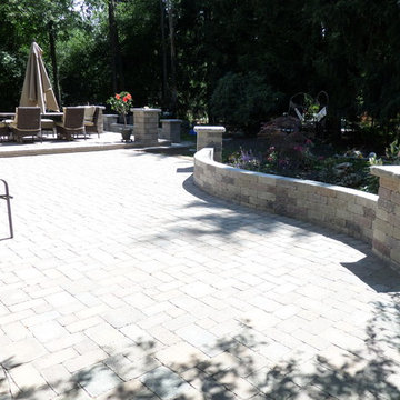 Three Tiered Patio made with Unilock Wall Products & Fendt Pavers