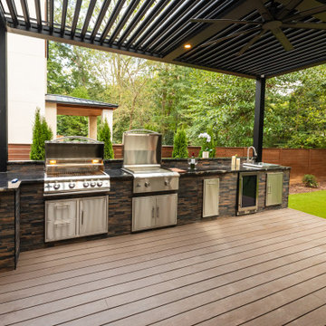 Covered Outdoor Kitchen on Modern Deck