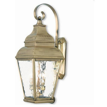 3 Light Outdoor Wall Lantern in Farmhouse Style - 10 Inches wide by 29 Inches