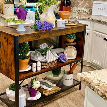 Houzz Kitchens | Kitchen Island Table with Mesh Shelves