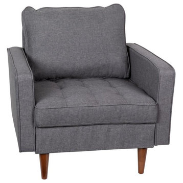 Hudson Commercial Grade Armchair WithTufted Faux Linen Upholstery, Dark Gray