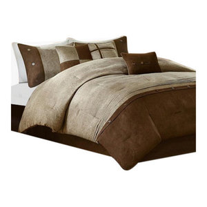 Microsuede Printed Pieced 7 Piece Comforter Set Contemporary