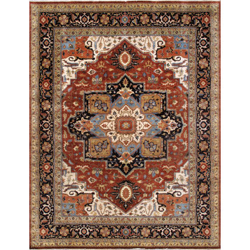 Serapi Hand-Knotted Wool Rust/Navy Area Rug- 12' x 15'