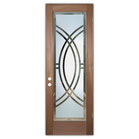 Front Doors - Demi Circle Frosted Glass Design - 30" x 80" - CUSTOMIZE ANY...