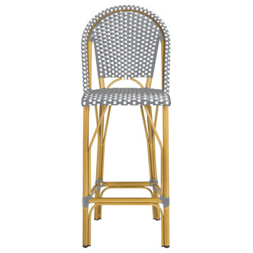 Safavieh Ford Indoor/Outdoor Stacking French Bistro Barstool, Gray