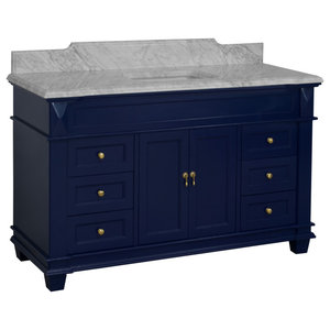 Includes White Cabinet with Authentic Italian Carrara Marble Countertop and White Ceramic Sink Bella 60-inch Single Bathroom Vanity Carrara//White