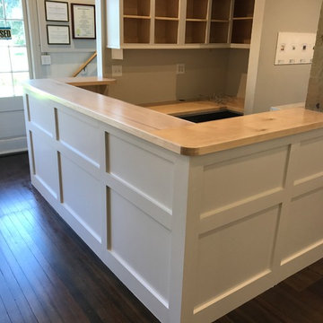 Custom reception desk and kitchen