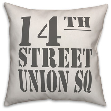 Vintage Sign 14th Street Union Square Throw Pillow