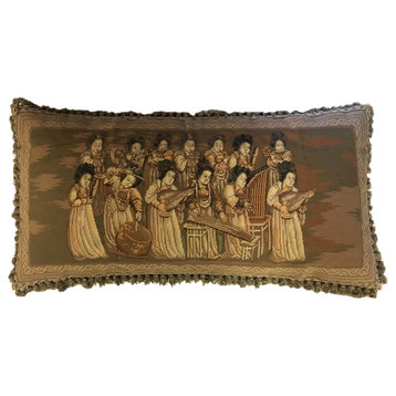 Old Silk Road Painting Gross Point Pillow
