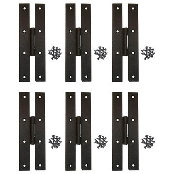 Black Wrought Iron Door H Hinge Flush Mounted Colonial Design 7" H Pack of 6