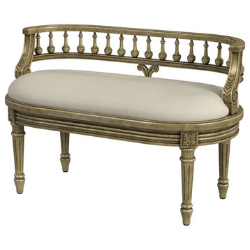Hathaway 37" Upholstered Bench, Antique Beige