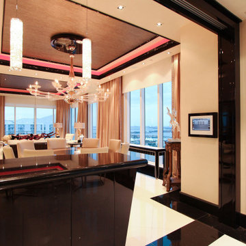 Brickell Key Penthouse - Dining Room LED Pendants & Crestron TV Control