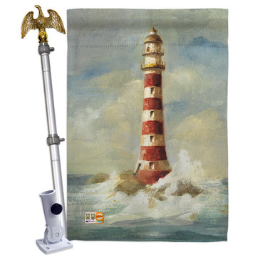 Lighthouse by the Sea Coastal Nautical House Flag Set