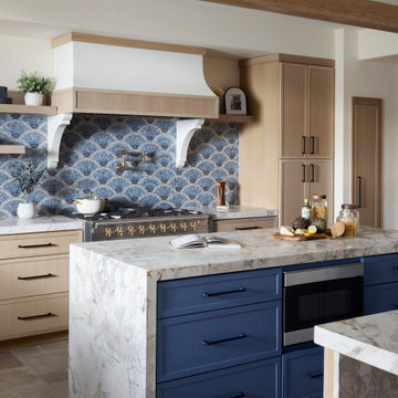 Contemporary Luxury Kitchen and Fireplace in Coto de Caza