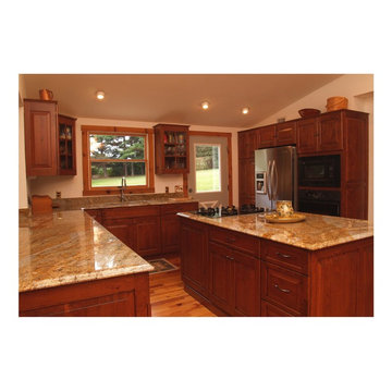 Rustic Cherry Kitchen with Glass Doors in Columbia, MD