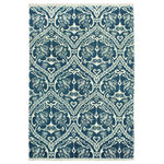 Bareens Designer Rugs - Modern Nabila Blue/Ivory Wool&Silk Rug - 4'2'' x 6'0'' - An elegant hand knotted rug made of finest quality wool and viscous is a brilliant foundation for any room. Breathtaking intricate design with mesmerizing Intricacy with pleasing color palette will enumerate another dimension to your decor.