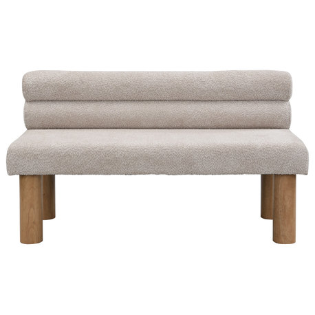 Modern Dining Bench, Light Gray
