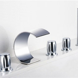 Acel Triple Handel Chrome Waterfall Sink & Bathtub Faucet - Bathtub Faucets
